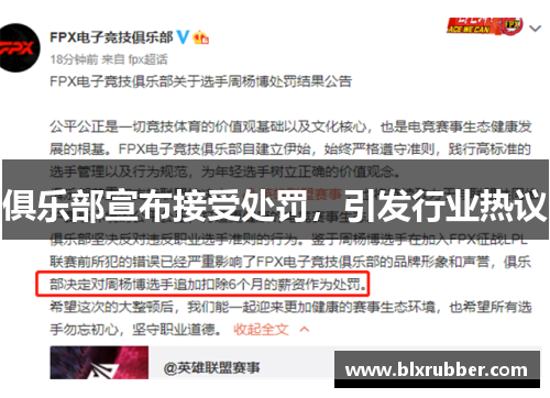俱乐部宣布接受处罚，引发行业热议